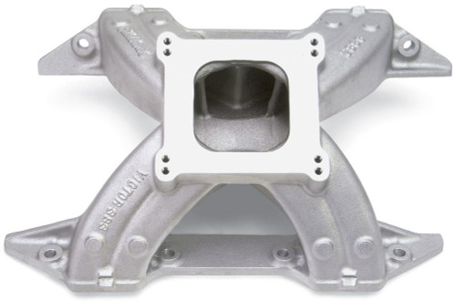 Intake Manifold - Victor 383 - Square Bore - Single Plane - Aluminum - Natural - Mopar B-Series - Each