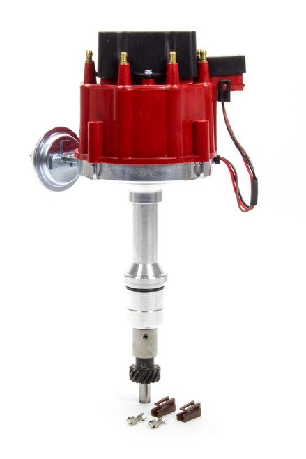 Distributor - Magnetic Pickup - Vacuum / Mechanical Advance - HEI Style Terminal - Red - Small Block Ford - Each