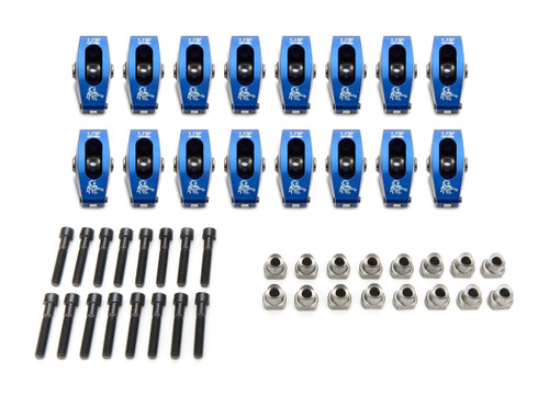 Rocker Arm - Race Series - 5/16 in Pedestal Mount - 1.73 Ratio - Full Roller - Aluminum - Blue Anodized - Ford Cleveland / Modified - Set of 16