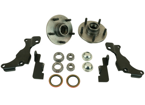 Brake System - TruTurn - Front - Caliper Brackets / Hubs / Dust Cap / Bearings Included - Steel - Black Powder Coat - Chevy Corvette 1968-82 - Kit Brake System - TruTurn - Front - Caliper Brackets / Hubs / Dust Cap / Bearings Included - Steel - Black Powder Coat - Chevy Corvette 1968-82 - Kit