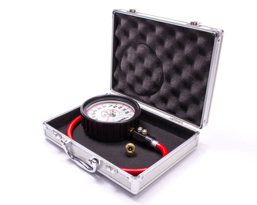 Tire Pressure Gauge - Standard - Glow in the Dark - 0-60 psi - Analog - 4-1/2 in Diameter - White Face - 1/2 lb Increments - Silver Case - Each