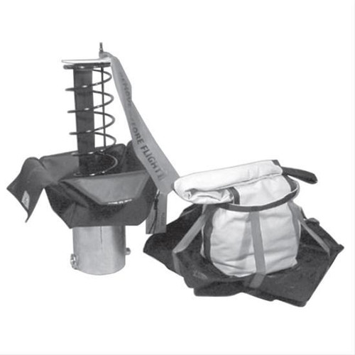 Drag Parachute - Model 410 - Up to 170 MPH - Small Spring Launcher Included - Nylon Pack / Pilot Parachute - Black - Each