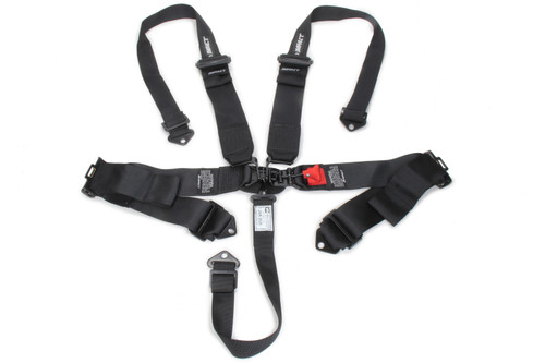 Harness - Racer Series - 5 Point - Latch and Link - SFI 16.1 - Pull Up Adjust - Bolt-On / Wrap Around - Black - Kit