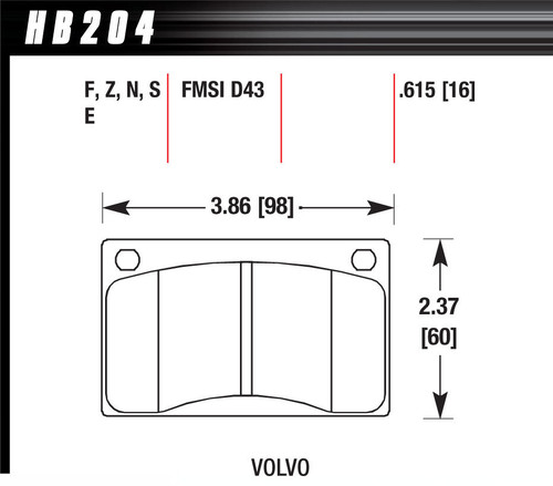 Brake Pads - HP Plus Compound - Wide Temperature Range - Front - Volvo 1979-84 - Set of 4 Brake Pads - HP Plus Compound - Wide Temperature Range - Front - Volvo 1979-84 - Set of 4