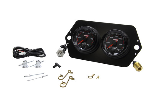 Gauge Panel Assembly - Redline - Oil Pressure / Water Temperature - 2-5/8 in Diameter - Black Face - Kit