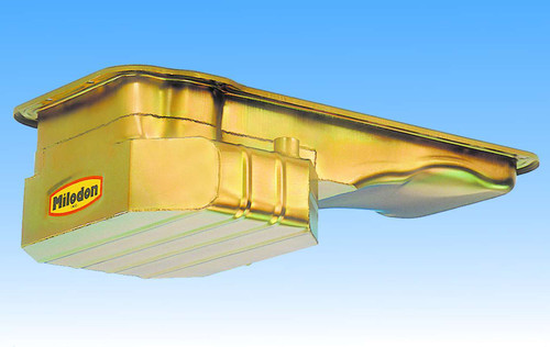 Engine Oil Pan - Road Race - Front Sump - 7 qt - 6 in Deep - Steel - Cadmium - Ford FE-Series - Each