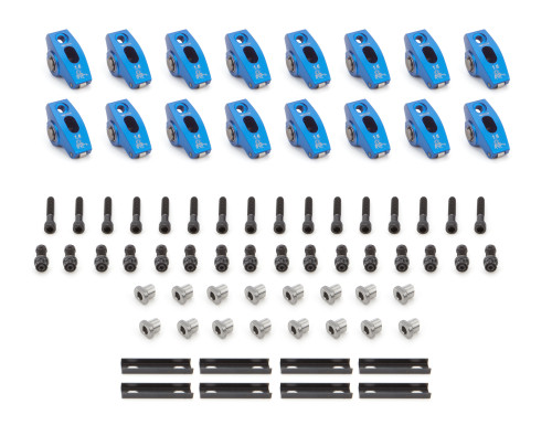 Rocker Arm - Endurance Series - 5/16 in Pedestal Mount - 1.60 Ratio - Full Roller - Aluminum - Blue Anodized - Oldsmobile V8 - Set of 16