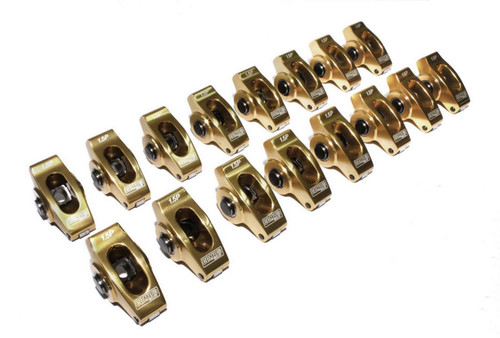 Rocker Arm - Ultra Gold ARC - 7/16 in Stud Mount - 1.50 Ratio - Full Roller - Aluminum - Gold Anodized - Pontiac V8 - Set of 16