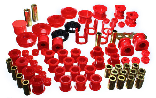 Bushing Kit - Hyper-Flex System - Subframe / Suspension Bushings - Polyurethane / Steel - Red / Cadmium - Nissan 240SX 1989-94 - Kit