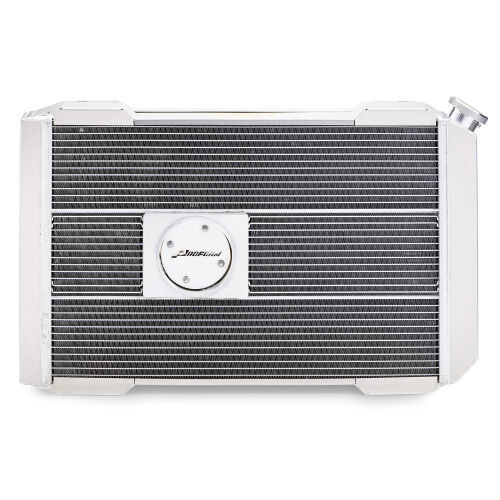 Radiator - Slim-Fit Series - 29.109 in W x 18.109 in H x 4 in D - Single Pass - Passenger Side Inlet - Driver Side Outlet - Aluminum - Natural - Automatic Transmission - Ford Mustang 1979-93 - Each