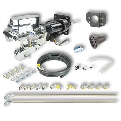 Master Cylinder and Booster - 1 in Bore - Dual Integral Reservoir - Hydro-Boost - Aluminum - Chrome Plated - GM F-Body 1967-74 - Kit