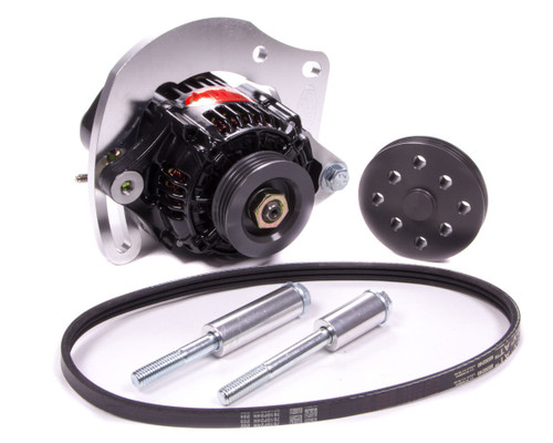 Alternator Kit - Denso Style Race - Denso 93 mm - High Mount Kit - Passenger Side Water Pump Mount - 55 amps Alternator / Belt / Bracket / Pulleys - Aluminum Case - GM V8 - Kit