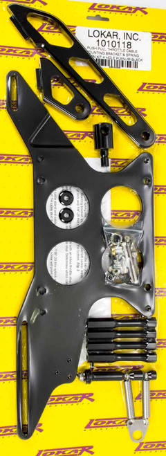 Throttle Cable Bracket - Under Carb Mount - Return Spring - Aluminum - Black Anodized - Morse Cable - Dominator Flange - Kit