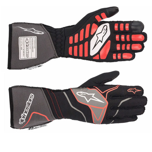 Driving Gloves - Tech-1 ZX v2 - SFI 3.3/5 - FIA Approved - Fire Retardant Fabric - Touchscreen Compatible - Elastic Cuff - Black / Red - Small - Pair