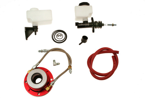 Throwout Bearing Kit - 1300 Series - Hydraulic - Bolt-On - Braided Stainless Lines - 3/4 in Master Cylinder - GM / Ford Tremec 5 Speeds - Kit