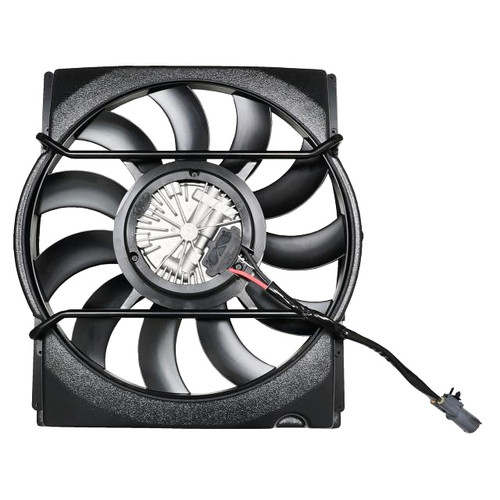 Electric Cooling Fan - Monster Brushless - 19 in Fan - Puller - 3500 CFM - 12V - Curved Blade - 22.250 x 20.750 in x 3 in Thick - Install Kit - Plastic - Ford 1932 - Kit