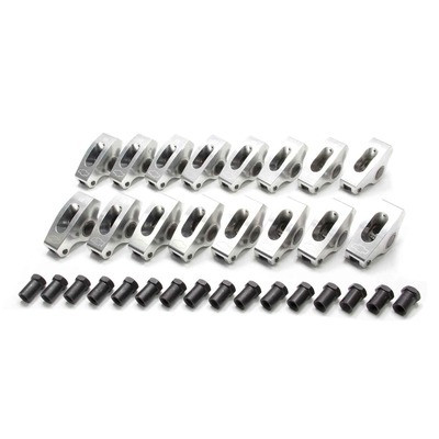 Rocker Arm - 3/8 in Stud Mount - 1.50 Ratio - Full Roller - Self-Align - Aluminum - Natural - Small Block Chevy - Set of 16