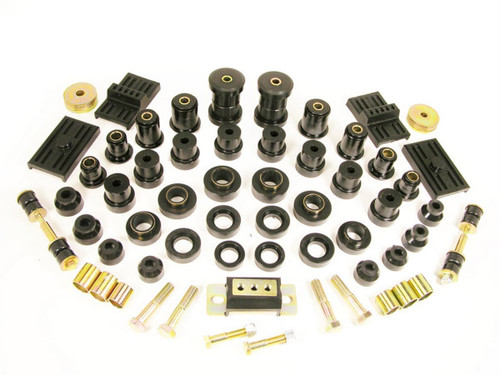 Bushing Kit - Suspension Bushings - Links / Leaf Spring Pads / Transmission Mount / Dust Boots / Body Bushings / Control Arm Bushings - Polyurethane / Steel - Black / Cadmium Plated - GM F-Body 1975-79 - Kit