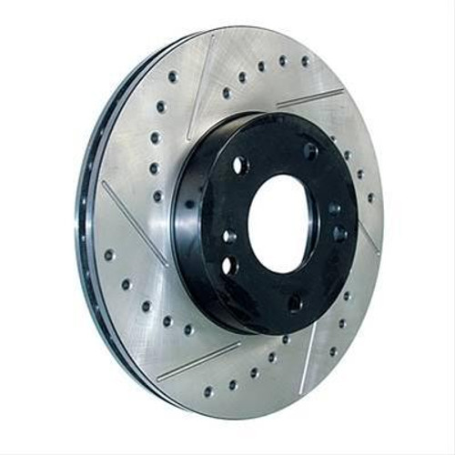 Brake Rotor - Front - Driver Side - Drilled / Slotted - 1-Piece - 5 x 114.3 Bolt Pattern - Iron - Black Paint - Subaru WRX 2015-2020 - Each
