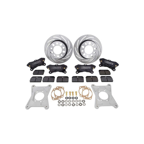 Brake System - Pro Race - Rear - 4 Piston Caliper - 11.250 in Slotted Iron Rotor - Offset Hat - Aluminum - Ford 8.8 in - Kit