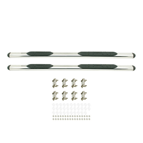 Step Bars - Premier - 4 in Oval Straight - Mount Kit Included - Stainless - Polished - Various Applications - Pair
