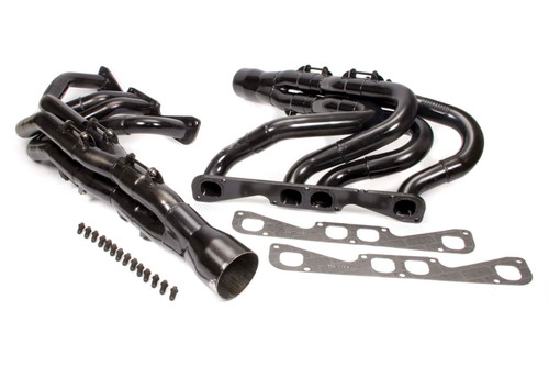 Headers - IMCA Modified Tri-Y - 1-3/4 to 1-7/8 in Primary - 3-1/2 in Collector - Steel - Black Paint - Small Block Chevy - Pair