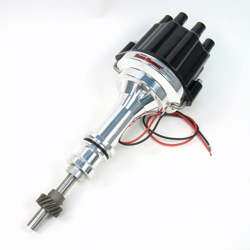 Distributor - Flame-Thrower Billet Marine - Magnetic Pickup - Mechanical Advance - Socket Style - Black - Small Block Ford - Each