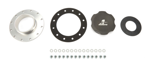 Fuel Filler Cap Assembly - Screw-On - Raised Cell Mount - Aluminum - Black Anodized - 12-Bolt Fuel Cells - Kit