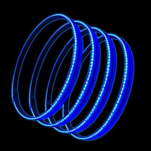 Lighted Wheel Ring Kit - LED - 15.5 in Diameter - Bracket / Mounting Hardware Included - Aluminum - Blue - Kit