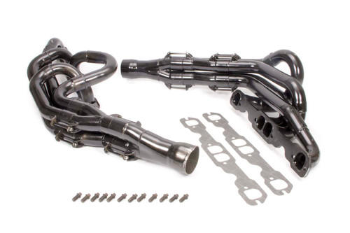 Headers - Conventional Crossover Tri-Y - 1-5/8 to 1-3/4 in Primary - 3 in Collector - Steel - Black Paint - Small Block Chevy - Pair