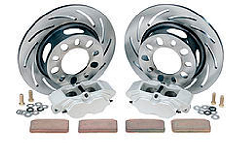 Brake System - Pro Race - Rear - 4 Piston Caliper - 11.250 in Drilled / Slotted Iron Rotor - Offset Hat - Aluminum - Early Big Ford - Kit Brake System - Pro Race - Rear - 4 Piston Caliper - 11.250 in Drilled / Slotted Iron Rotor - Offset Hat - Aluminum - Early Big Ford - Kit