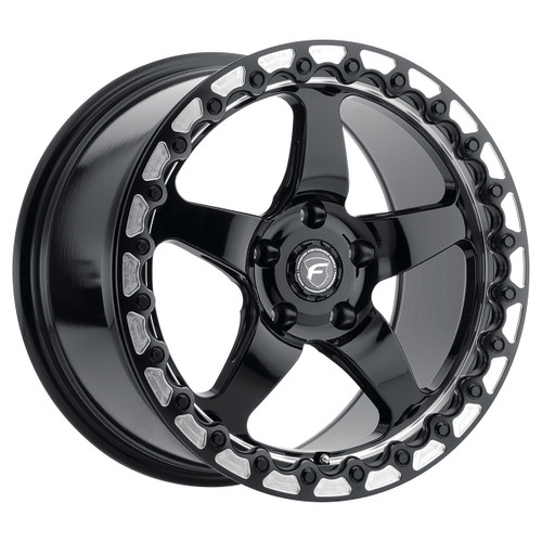 Wheel - D5 Beadlock Drag Wheel - 17 x 11 in - 7.800 in Backspace - 5 x 4.75 in Bolt Pattern - Beadlock - Aluminum - Black Powder Coat Center - Machined Lip - Each