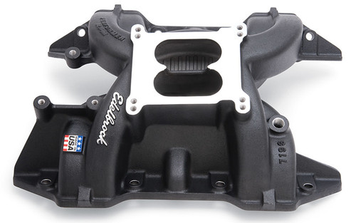 Intake Manifold - Performer RPM - Square Bore - Dual Plane - Aluminum - Black Powder Coat - Mopar RB-Series - Each