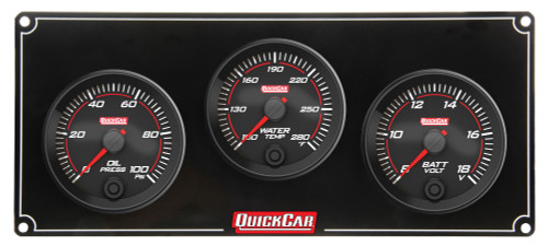 Gauge Panel Assembly - Redline - Oil Pressure / Water Temperature / Volt Meter - 2-5/8 in Diameter - Black Face - Kit