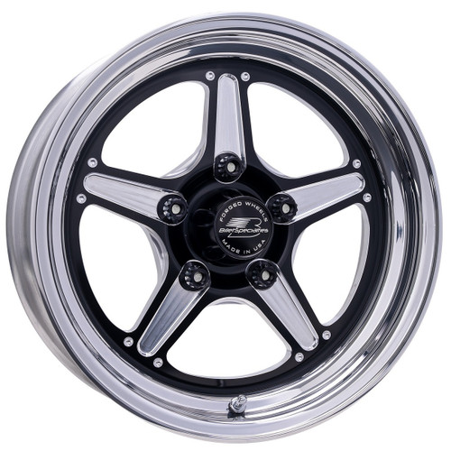Wheel - Street Lite - 15 x 8 in - 5.500 in Backspace - 5 x 4.75 in Bolt Pattern - Aluminum - Black Anodized / Machined Center - Polished Lip - Each
