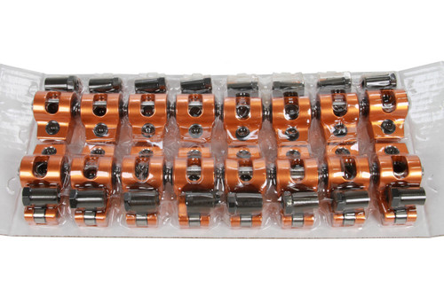 Rocker Arm - Heavy Duty - 7/16 in Stud Mount - 1.60 Ratio - Full Roller - Aluminum - Orange Anodized - Small Block Chevy - Set of 16