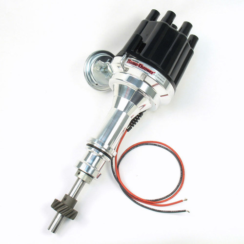 Distributor - Flame-Thrower Plug N Play Billet - Magnetic Pickup - Vacuum Advance - Socket Style - Black - Big Block Ford / Cleveland / Modified - Each