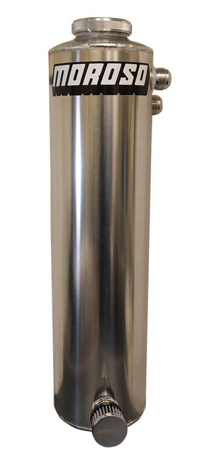 Oil Tank - Dry Sump - 8 qt - 24 in Tall - 6 in Diameter - 16 AN Male Inlets - 12 AN Male Outlet - Breather - Aluminum - Natural - Each