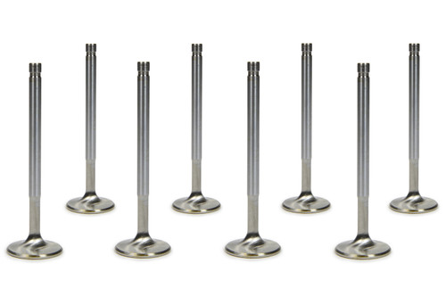 Exhaust Valve - 1.600 in Head - 0.250 in Valve Stem - 5.300 in Long - Stainless - Natural - Set of 8