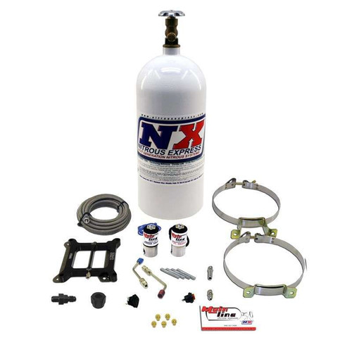 Nitrous Oxide System - Main-Line - Wet - Single Stage - 100-250 HP - 10 lb Bottle - White - Square Bore - Kit