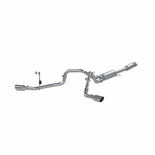 Exhaust System - Cat Back - 3 in to 2-1/2 in Diameter - Dual Side Exit - Stainless - Natural - Ford Fullsize Truck 2021 - Kit