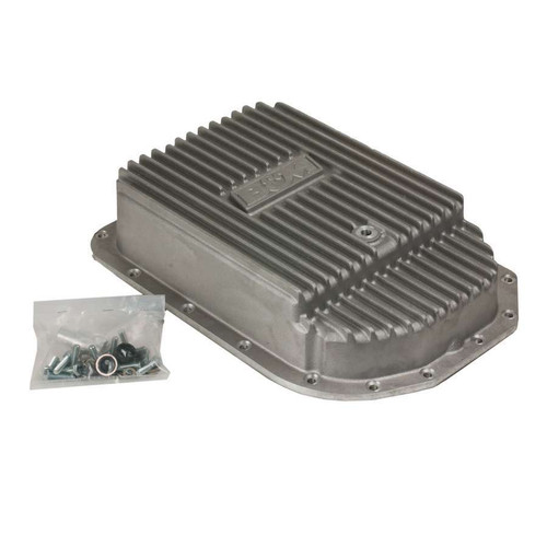 Transmission Pan - Hi-Tek - Deep Sump - Finned - Adds 3.0 qt Capacity - Aluminum - Natural - 4L80E - Each Transmission Pan - Hi-Tek - Deep Sump - Finned - Adds 3.0 qt Capacity - Aluminum - Natural - 4L80E - Each