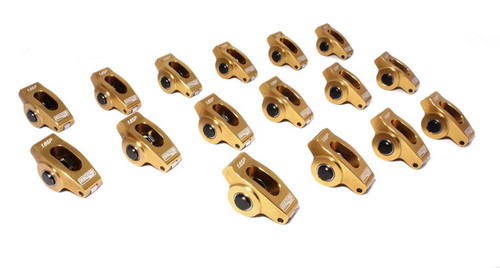 Rocker Arm - Ultra Gold ARC - 7/16 in Stud Mount - 1.65 Ratio - Full Roller - Aluminum - Gold Anodized - Pontiac V8 - Set of 16