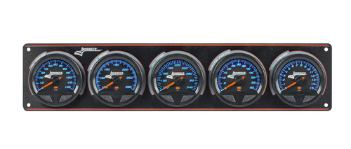 Gauge Panel Assembly - SMi Elite Waterproof - Analog - Fuel Pressure / Oil Pressure / Oil Temperature / Water Temperature / Water Pressure - Black Face - Warning Light - Kit