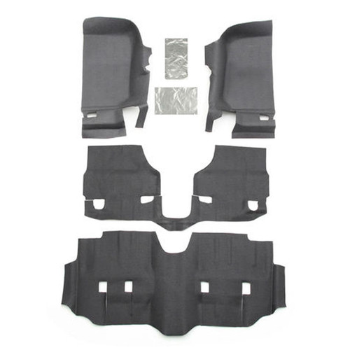 Floor Liner - BedTred - Front / Rear / Cargo - Padded - Hook and Loop Attachment - Heat Shield - Composite - Gray - Jeep JK / JKU 2007-18 - Kit