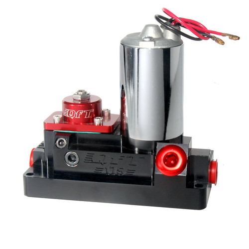 Fuel Pump - QFT175 - Electric - In-Line - 175 gph at 20 psi - 8 AN Female O-Ring Inlet / Outlet - Internal / External Bypass - Black / Red Anodized - Gas - Each