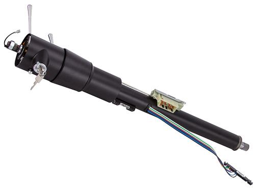 Steering Column - Tilt - 2 in Tube - 33 in Length - Hazard / Key / Turn Signal - Stainless - Black Powder Coat - GM F-Body 1970-81 - Each