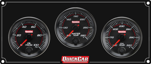 Gauge Panel Assembly - Redline - Oil Pressure / Oil Temperature / Water Temperature - 2-5/8 in Diameter - Black Face - Kit
