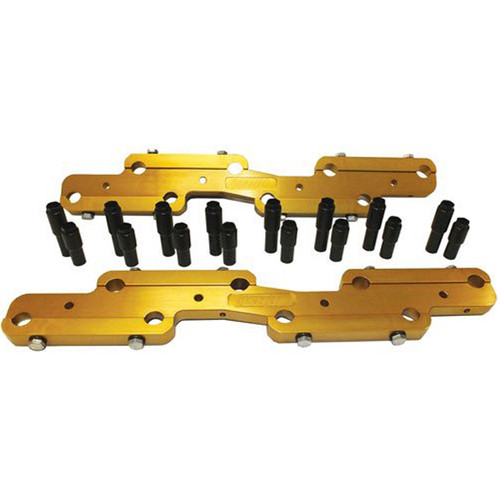 Rocker Arm Stud Girdle - 7/16-20 in Thread Studs - Polylocks - Aluminum - Gold Anodized - Dart Head - Big Block Chevy - Kit