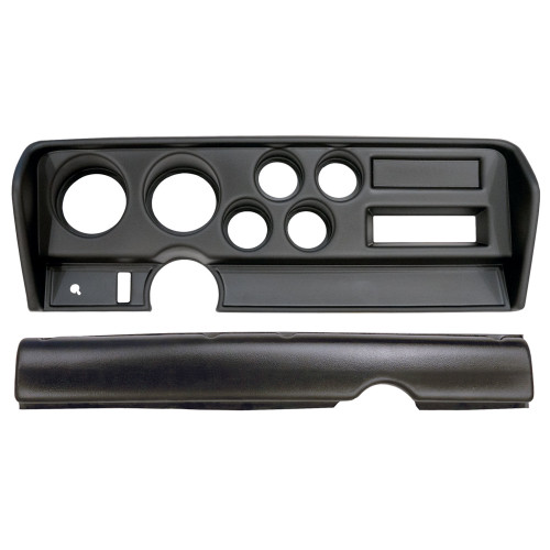 Dash Panel - Direct-Fit - Four 2-1/16 in Holes - Two 3-3/8 in Holes - Plastic - Black - Without Air Conditioning - Pontiac GTO 1970-72 - Each Dash Panel - Direct-Fit - Four 2-1/16 in Holes - Two 3-3/8 in Holes - Plastic - Black - Without Air Conditioning - Pontiac GTO 1970-72 - Each